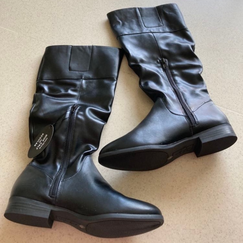 Style & Co. Slouchy Zip Fashion Boots Black Womens 6.5M - NIB